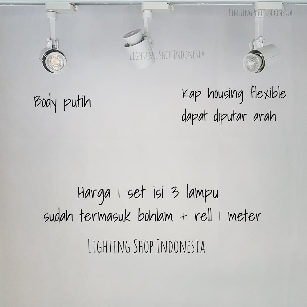 Lampu sorot track spotlight 1set rell 1meter isi 1lampu 2lampu 3lampu 4lampu spot light dapet bohlam