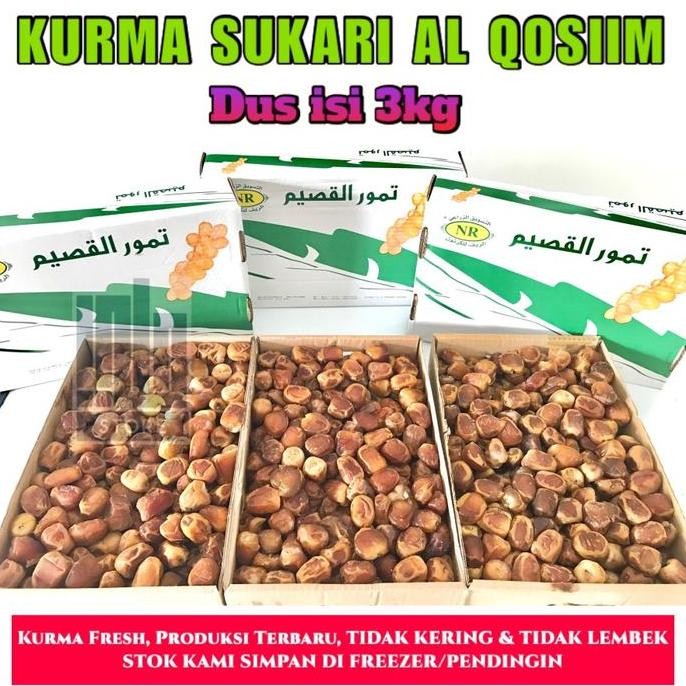 

READY KURMA SUKARI DUS 3KG basah Sukary Al Qosim Sukarri Madinah raja korma Makanan Buah Food