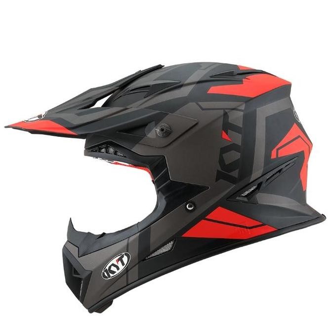 NEW HELM CROSS KYT JUMPSHOT #3 - BLACK MATT / RED FLUO