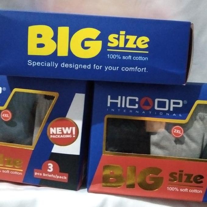 Celana Dalam Hicoop Big Size 2 Xl 3Xl Dan 4Xl Sekotak Isi 3Pcs Best Seller