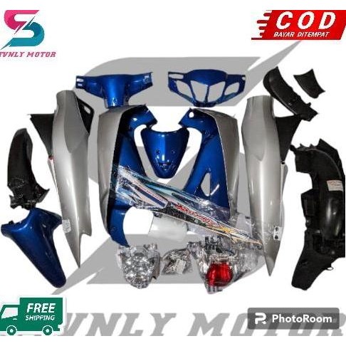 Full bodi Karisma X Biru Silver Plus Lampu Lampu FREE STRIPING Kualitas Original