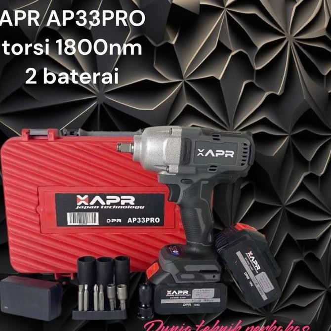 APR AP33 PRO IMPACT WRENCH APR AP33PRO 1800NM 2 BATERAI Kualitas Original