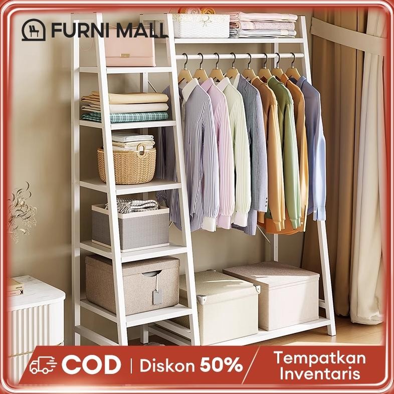 Rak Baju Gantung Stand Hanger Rak Baju Rak Pakaian Rak Gantung Baju Kayu Lemari Pakaian Tanpa Kain