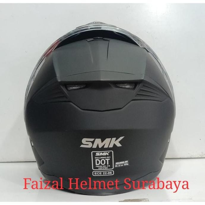 HELM SMK GULLWING FLIP UP HELMET SMK BLACK DOFT GL200 MODULAR