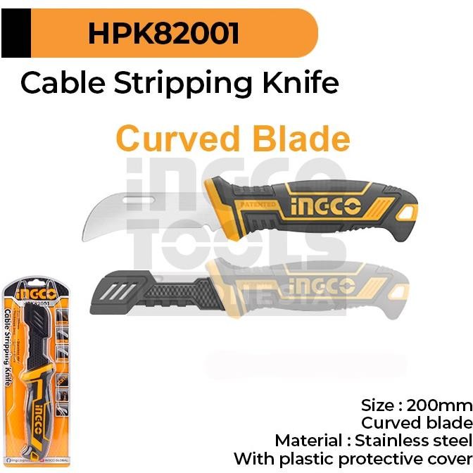 NEW Cable Stripping Knife (Curved 8") INGCO HPK82001 Pisau Bengkok Kupas Pengupas Kabel Stainless St
