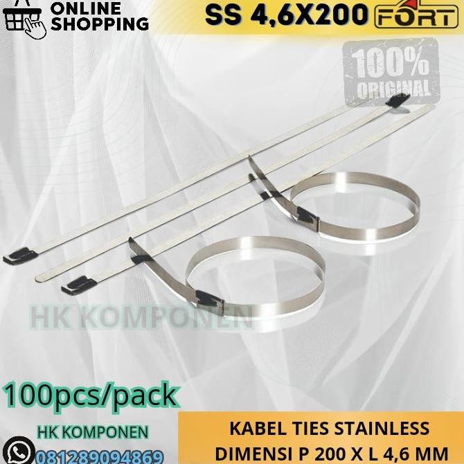 

kabel ties stainless steel 20cm ss4,6x200 fort Kualitas Original