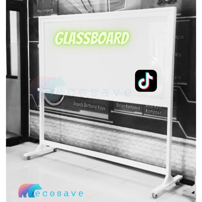 

Glassboard Standing Papan Tulis Kaca Magnetik Whiteboard Custom EcoSave Kualitas Original