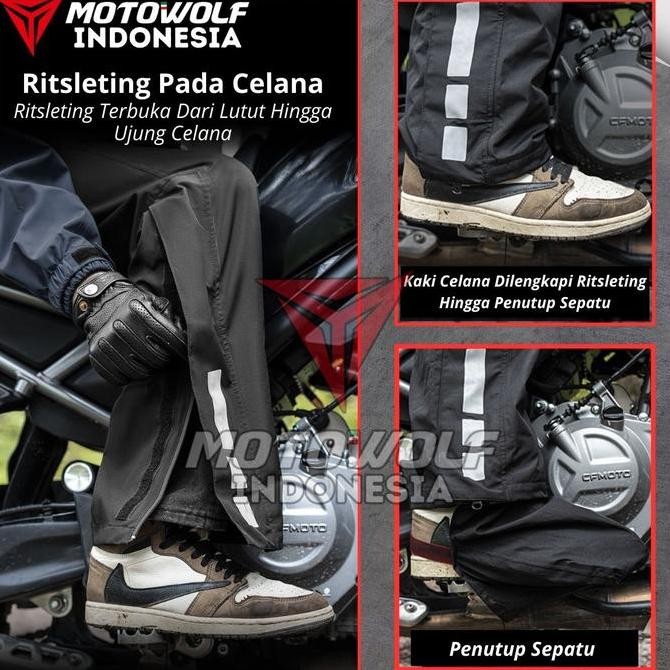 Motowolf Jas Hujan Motor Premium Jaket Poliester Lv4 All Season 0405 Kualitas Original