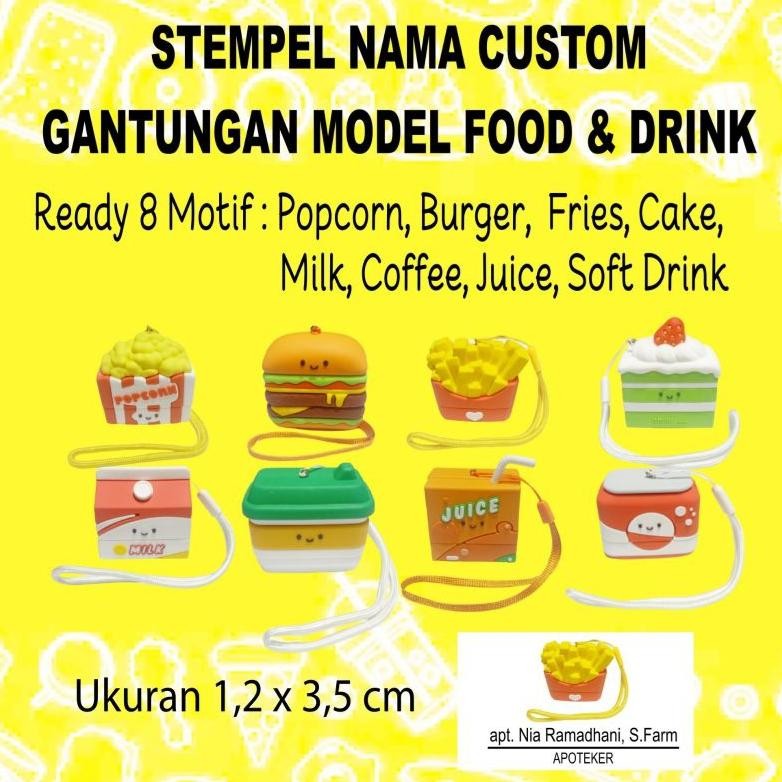 

NEW!!! Stempel Nama Custom Gantungan Kunci Food and Drink
