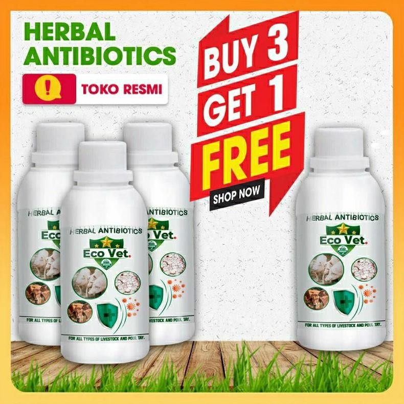 NEW BELI 3 GRATIS 1 - ECOVET VITAMIN NUTRISI ANTIBIOTIK HEWAN TERNAK AYAM SAPI KAMBING DOMBA BABI