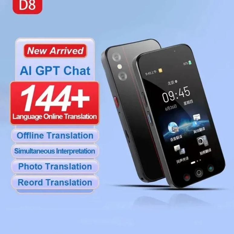 

D8 Intelligent WIFI Translator Offline 18 Languages Online 144 Languages Photo Translation AI Voice Translation Device with APP
