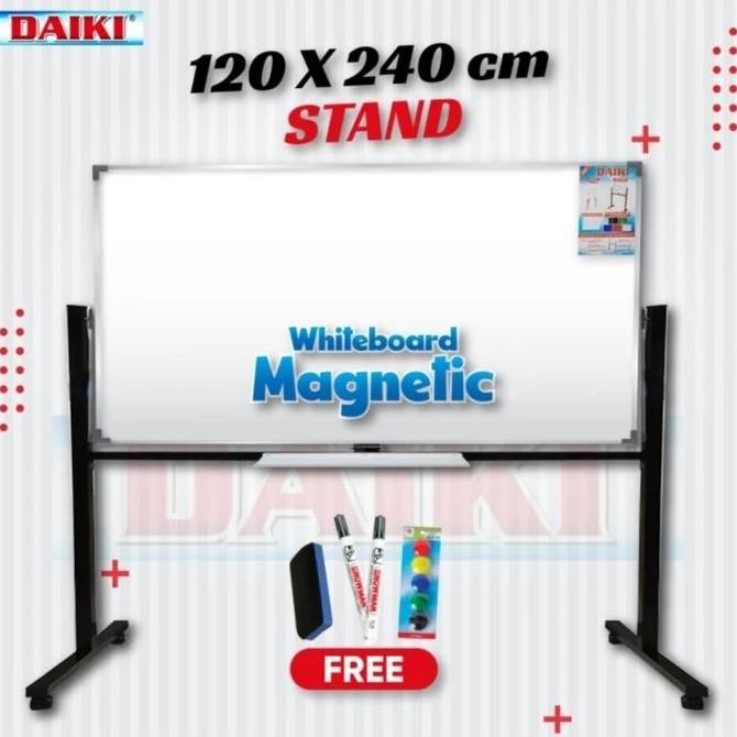

Daiki Whiteboard magnet standing single face size 120 x 240 cm. Kualitas Original