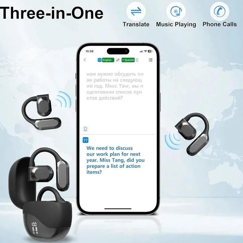 

AI 144 languages translation Headphones 5.4 Bluetooth Earphones for UMIDIGI Power 7SSamsung Galaxy S22+ Xiaomi Poco M4 LG K42