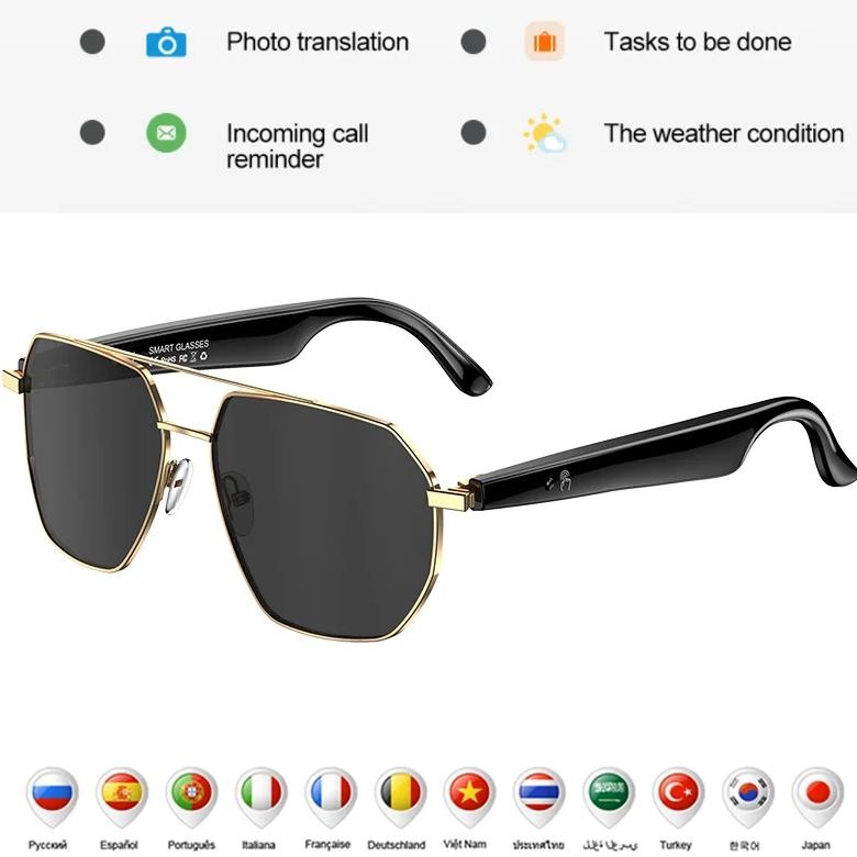 

Free AI Intelligent Translation Bluetooth Glasses 163 Online Language AI Automatic Dialogue Translation Bluetooth Sunglasses