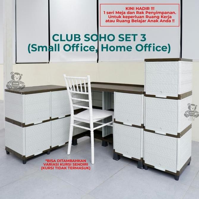 

CLUB PAKET MEJA KANTOR SOHO SET 3 | LEMARI CABINET PLASTIK CLUB SOHOS3 Kualitas Original