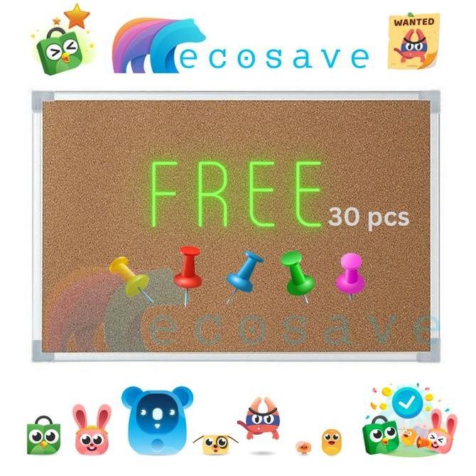 

Softboard Cork Pin Board / Papan Mading Gantung EcoSave 45 x 60 cm Kualitas Original