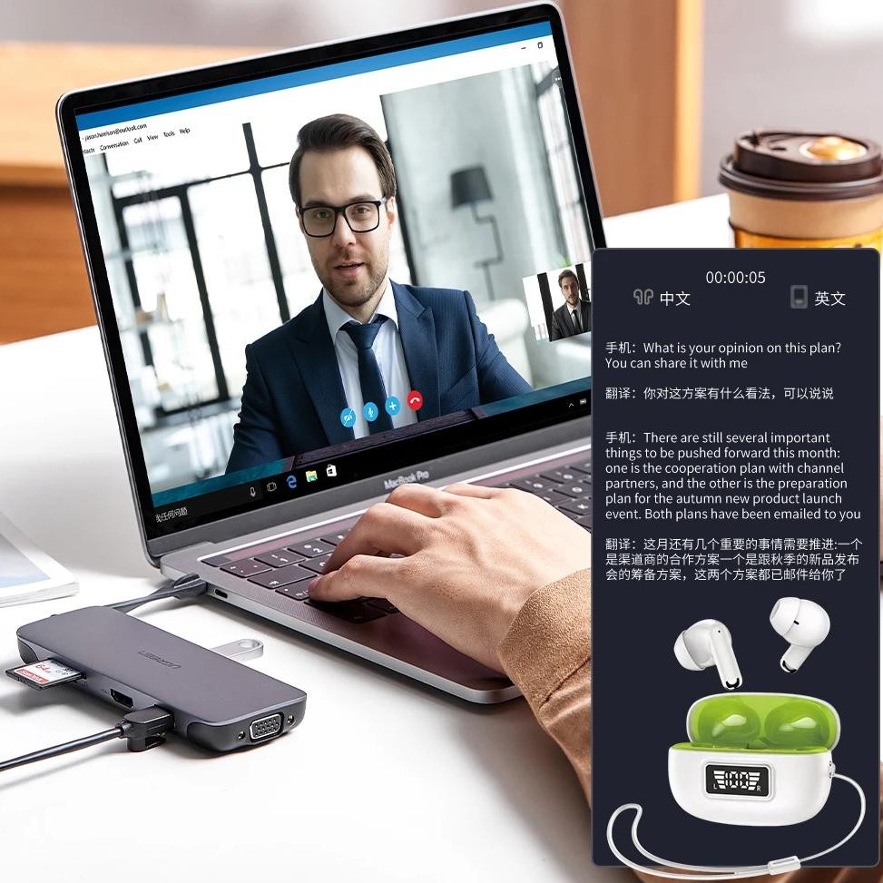 

Language Translation Earbuds 144 Languages Noice Cancelling Real-time Two-Way Earbuds Bluetooth-Compatible 5.4 Translator Device