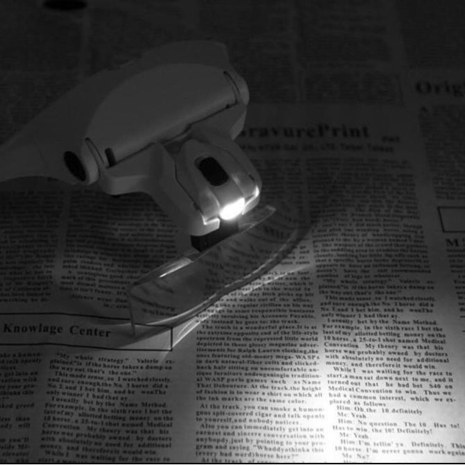 

KACA PEMBESAR KEPALA GANDA DENGAN LAMPU OPTIK LED CC Kualitas Original