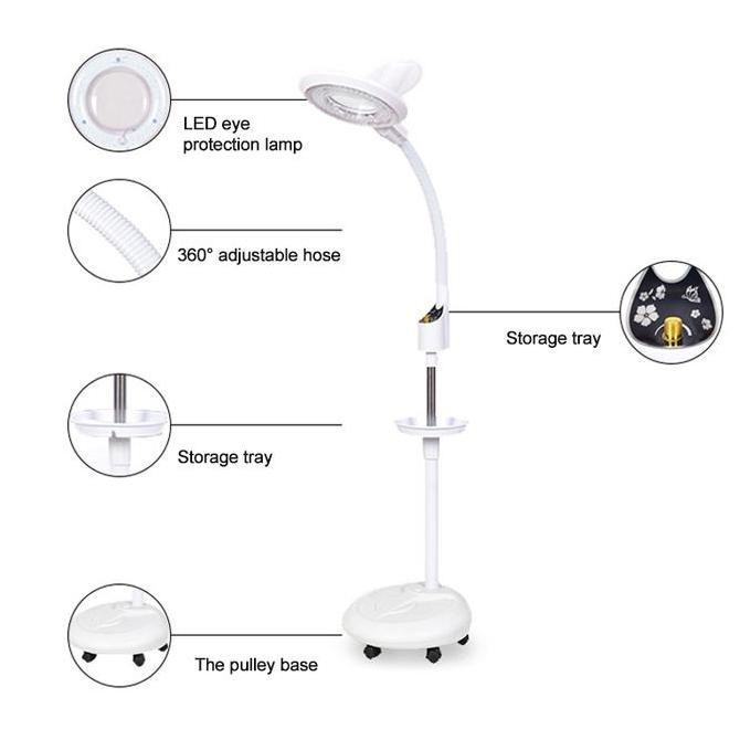 

Lampu Facial Wajah LED Roda Dimming Kaca Pembesar Magnifying Lamp 16x Kualitas Original