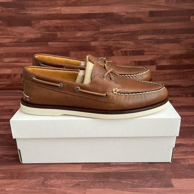 Sperry Top sider Brown Tumbled Leather Gold Cup AUTHENTIC ORIGINAL