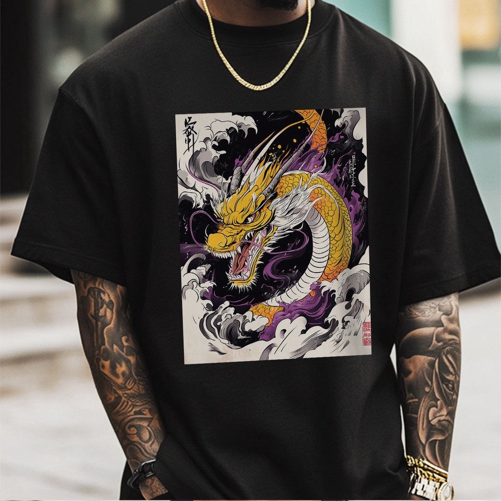 TenangMurah Kaos Oversize Wanita Baju ︱kaos lucu wanita︱Petualangan Naga di Tengah Gelombang Misteri