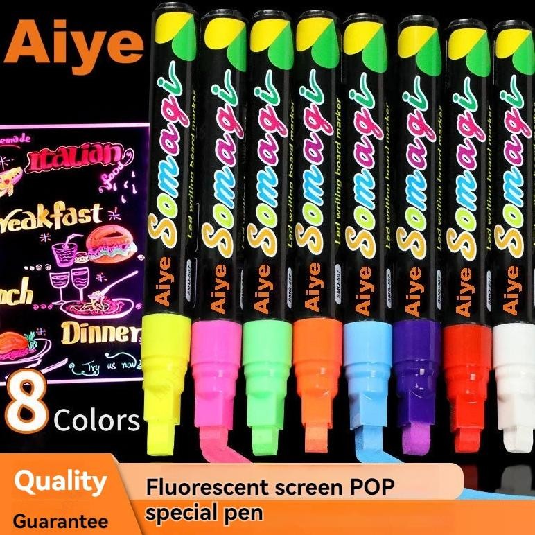 

Liquid Erasable Chalk Markers Pens - 8 Colors Washable & Wet Erase Neon Art Makers For Blackboard Chalkboard Signs, Glass Window