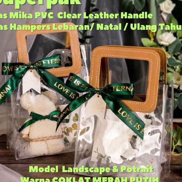 

Grosir Per 10 Pcs Tas Mika Pvc Clear Bening Tas Hampers Souvenir Goodie Bag Ulang Tahun Lebaran Imlek Natal