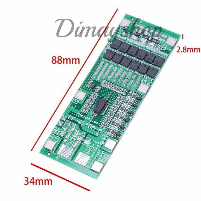 Tersedia Modul BMS 6S 24V 40A Baterai Lithium 18650