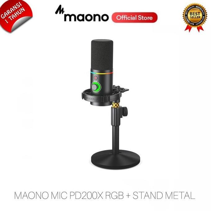 Maono Pd200X Rgb Dynamic Microphone Usb / Xlr Dual Mode With Stand Mikrofon Gaming Podcast Live Stre