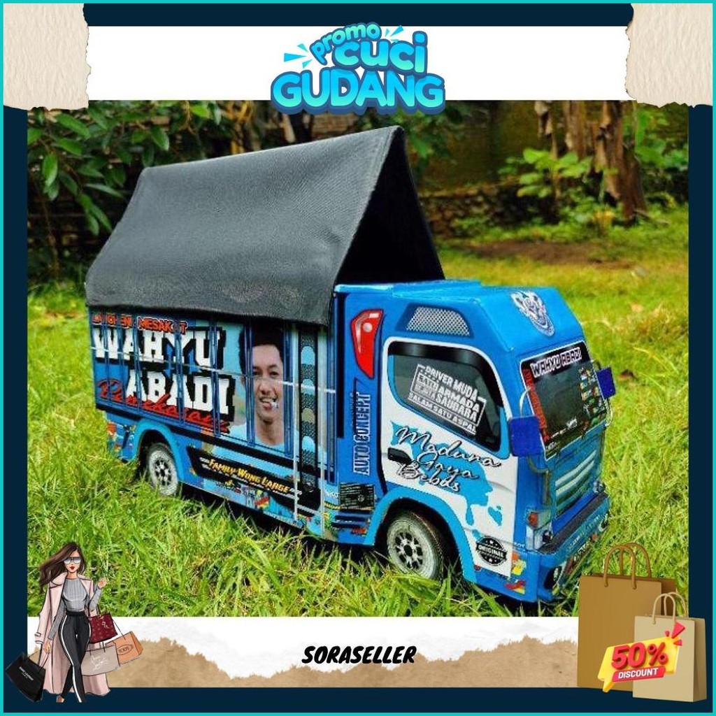 Promo Murah Miniatur Truk Oleng Kayu Full Lampu Kelip Murah Grosir Mainan Miniatur Truk Oleng Miniat
