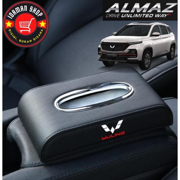 TEMPAT TISIU MOBIL WULING ALMAZ BAHAN KULIT PREMIUM - KOTAK TISU MOBIL - CAR TISSUE BOX