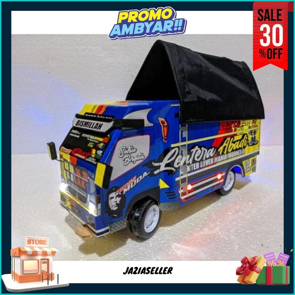 Promo Murah Miniatur Truk Oleng Kayu Full Lampu Kelip Murah Grosir Mainan Miniatur Truk Oleng Miniat