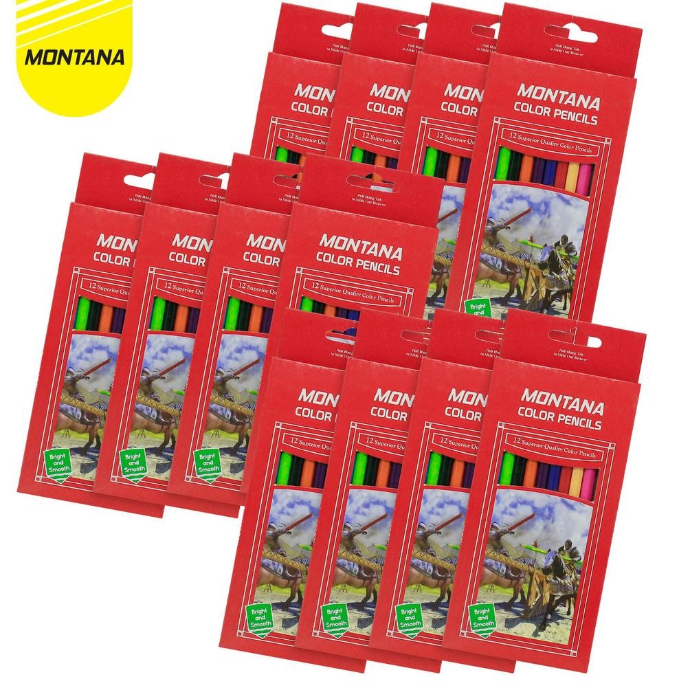 

LINDU MONTANA Pensil Warna 1 Gross 12 Color Pencils Bright and Smooth TH-700
