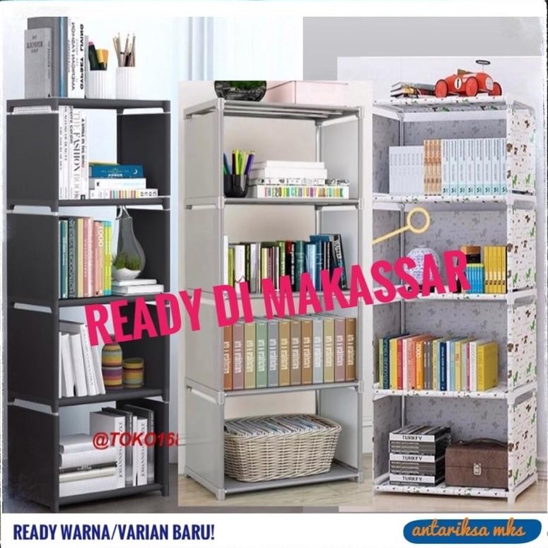 TERLARIS Rak Serbaguna 4 Penopang / Rak Buku Portable Lemari Multi Fungsi Sepatu 5 Tingkat 4 Susun R