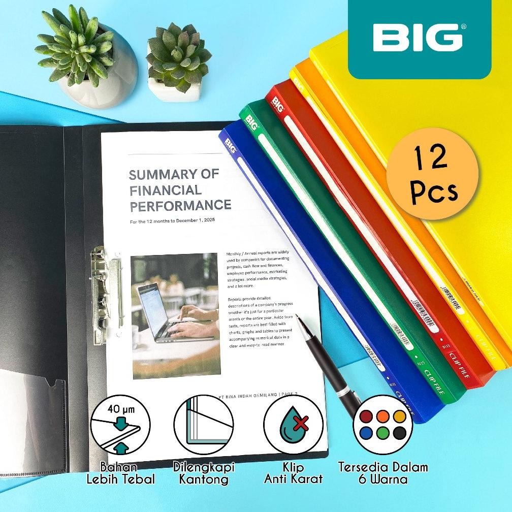 

LINDU 12 Pcs BIG Map Jepit F4 Folio Dokumen Plastik Clip File MF-8115