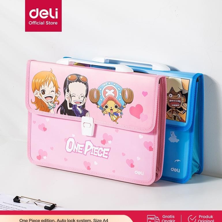 

LINDU Deli One Piece School Briefcase / Tas Dokumen A4 Lucu Kartun One Piece Dengan Sistem Auto Lock Multifungsi