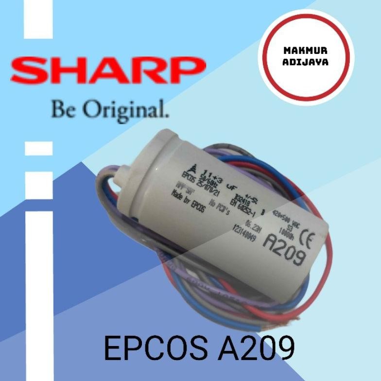 Capasitor mesin cuci sharp 2 tabung original 11 + 3 Uf Epcos A209 SOFO A253
