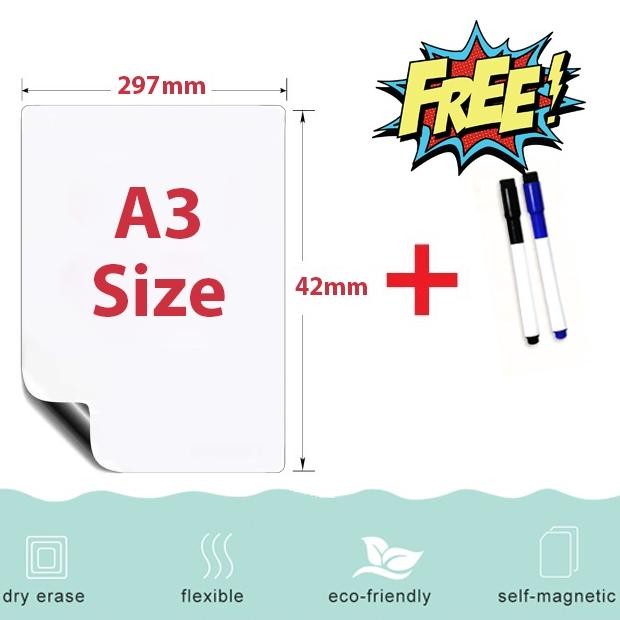 

PAPAN TULIS MAGNETIC UNTUK KULKAS UKURAN A4 A3 MAGNET WHITEBOARD TO RRIGERATOR