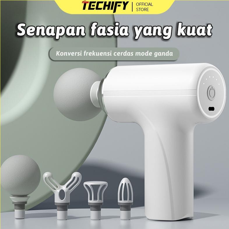 Senapan Fasia Elektrik Pemijat Otot Mini Kelas Profesional 4-In-1 Senapan Pijat Multifungsi Pria/Wan