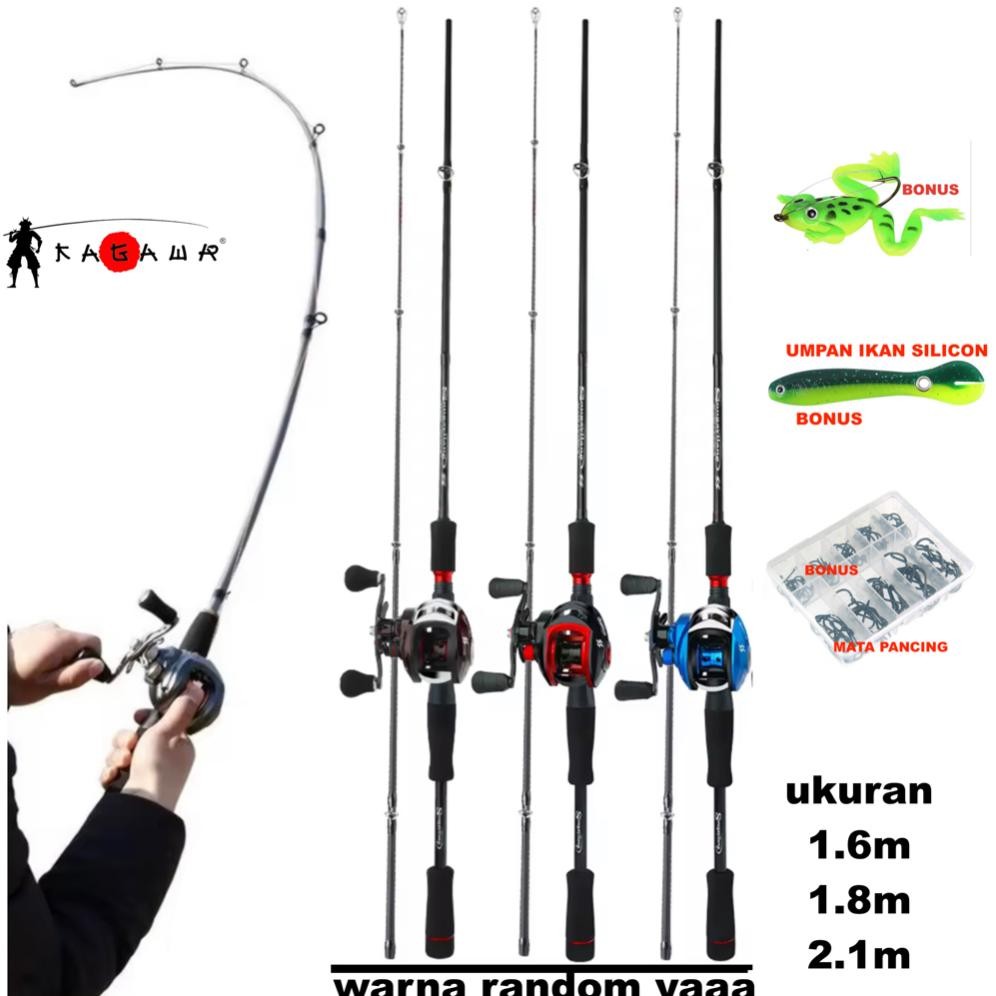 READY STOK Set Joran Pancing Casting ML/UL ULTRALIGHT Warna Hitam Carbon Fiber Spinning Dan Baitcast