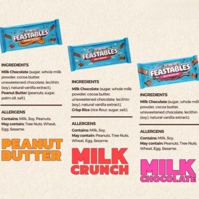 

Ready stok Terlaris Feastable Mr Beast Milk Chocolate | Milk Crunch | Peanut Butter Termurah