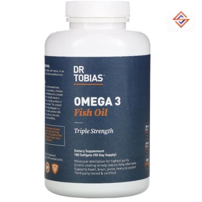 Dr Tobias Omega 3 Fish Oil Triple Strength 180 Softgels Original Produk