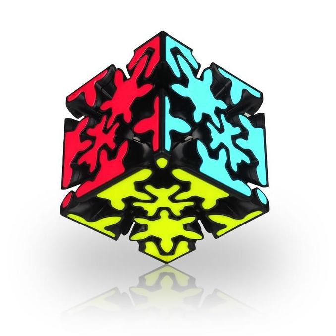 ready Magic Cube QiYi Gear Axis Cube / Crazy Gear Cube 3x3 Puzzle Kubus Black Base by Raphael murah