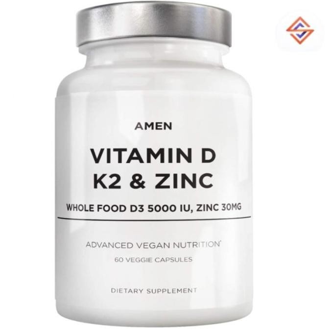 Amen Vitamin D3 D K2 & Zinc Cholecalciferol D3 5000 Iu 60 Caps Original Produk