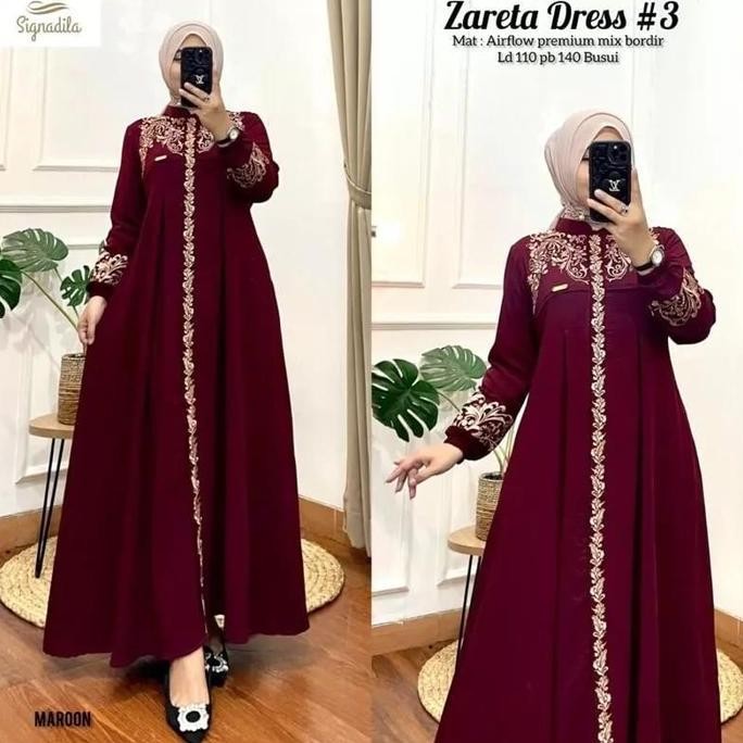 [FASHION MUSLIM] TERMURAH GAMIS CRINGKLE BORDIR NADIRA TERBARU