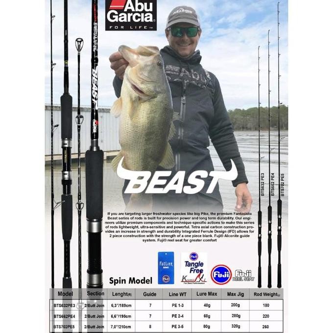 

Terlaris Abu Garcia Beast Spinning Rod Joran Pancing Full Fuji Fazlite Butt Joint