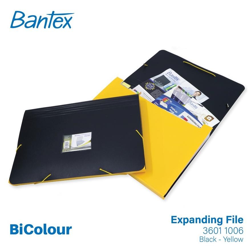 

LINDU Bantex BICOLOUR Expanding File Folio 12 Pocket Black Yellow - 3601 1006