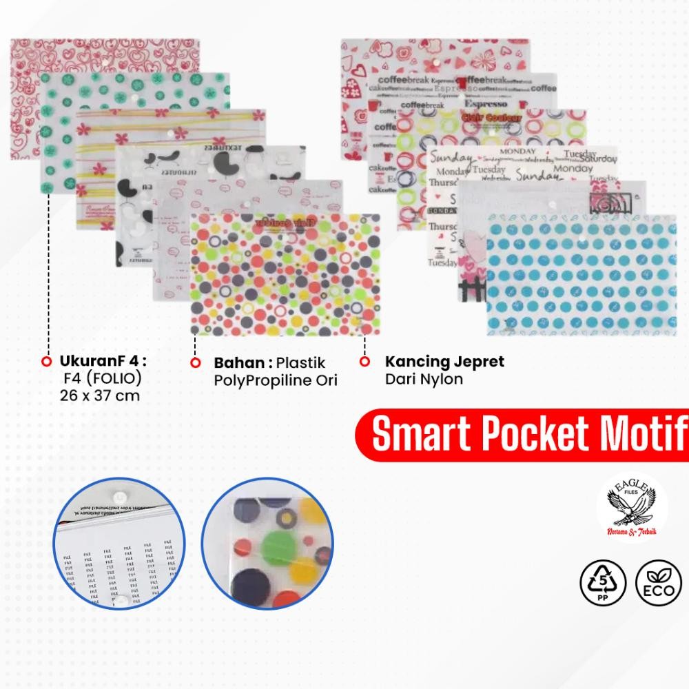 

LINDU Map Kancing Plastik F4 TOMEX Smart Pocket Map Plastik Kancing Motif Mixed 6 PCS / Pack
