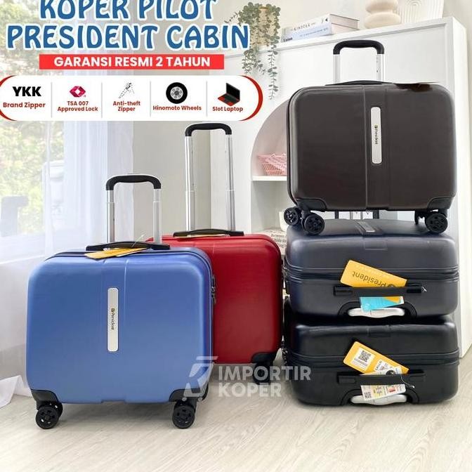TERBARU - Koper President Original Koper Pilot 18 Inch Cabin TSA Lock Travel