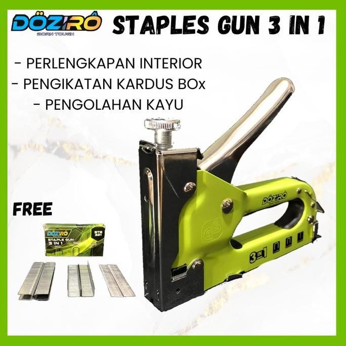 

BERKUALITAS STAPLES GUN 3 IN 1 TACKER STAPLER STAPLES PEREKAT POWERFULL STREPLES TEMBAK